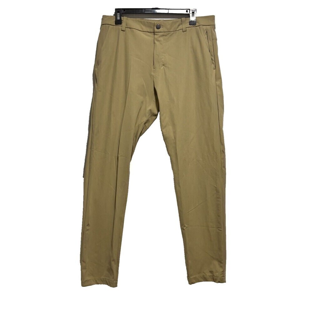 Lululemon Men’s Commission Pant‎ Tan 34 Classic Mid Rise Tapered Flat Front